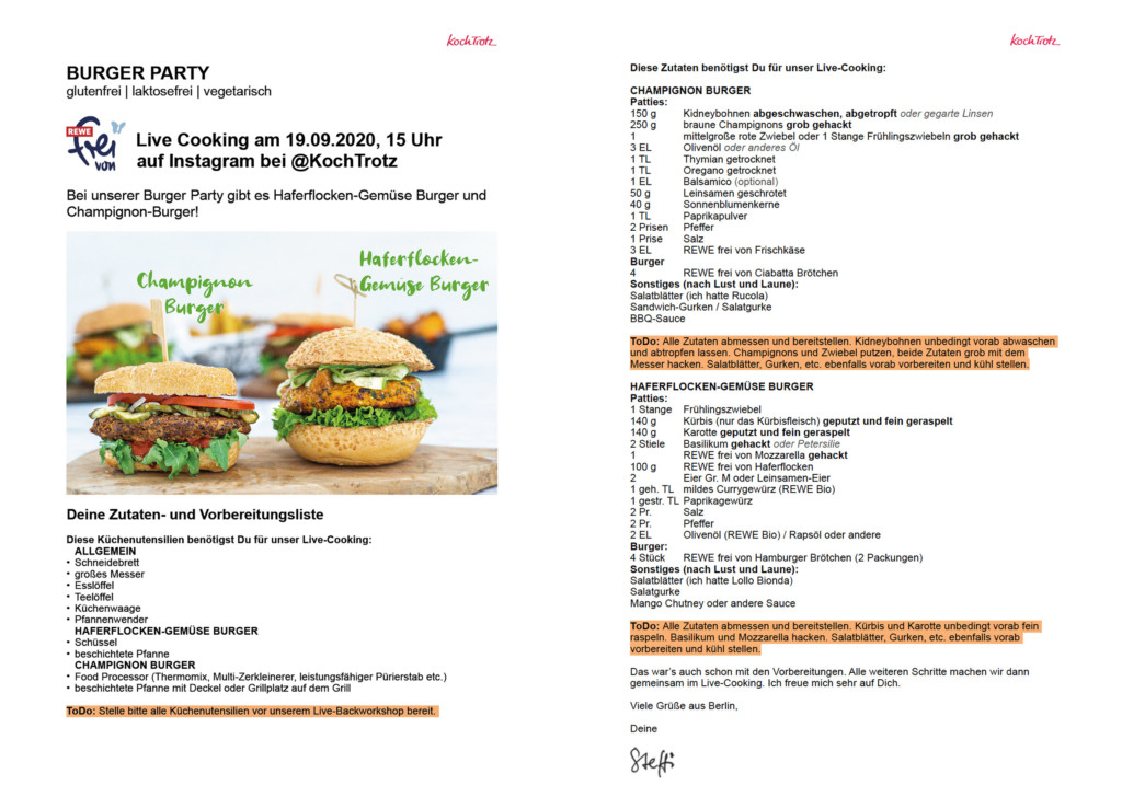 Einladung Zur Burger Party Live Cooking Und Grosses Gewinnspiel Kochtrotz Kreative Rezepte