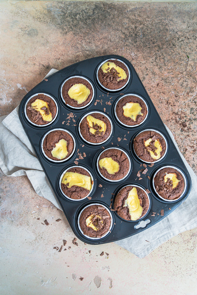 Schokoladen-Muffins mit Cheesecake-Füllung